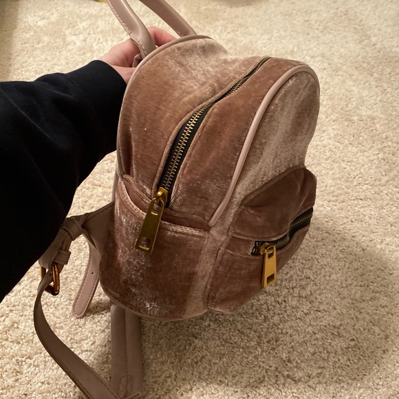 Velvet light-pink Mini Backpack - Picture 3 of 5